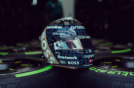 A look fit for a BOSS. Fernando had a new look in the cockpit after teaming up with our global fashion partner BOSS to create a special-edition helmet for the British Grand Prix.